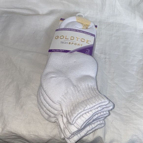 GOLDTOE® White Ultratec Quarter Socks-3 pack NEW! - Picture 2 of 5